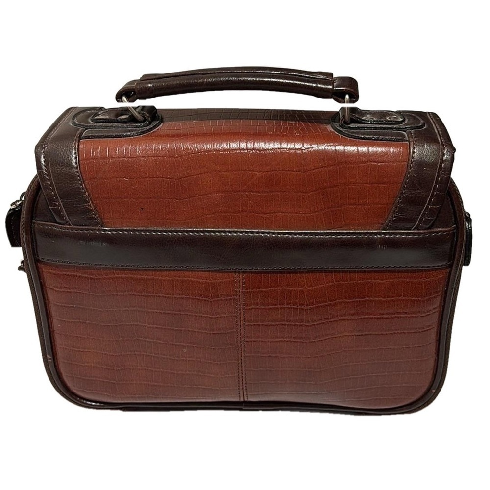Messenger Leather Gladstone Style Bag, Sienna & Expresso Brown - Picture 3 of 13